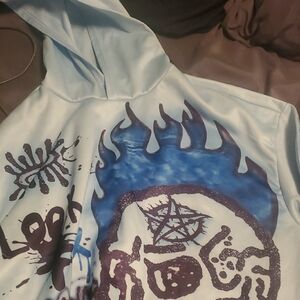 Graphic Hoodie with Blue and Black Design